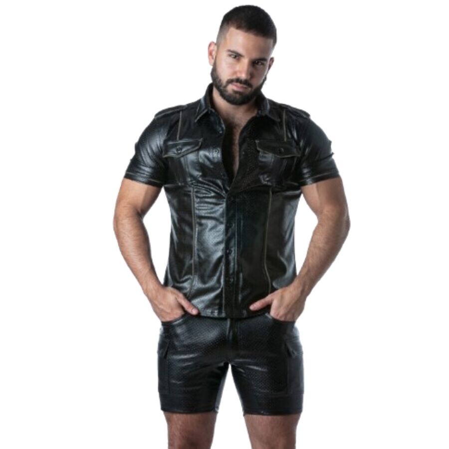 LOCKER GEAR - PUNCH HOLE LEATHERETTE CAMISA CAQUI L