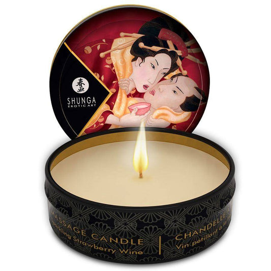 SHUNGA - MINI CARESS POR CANDELIGHT MORANGOS E VELA DE MASSAGEM CAVA 30 ML - Toys "n" Us