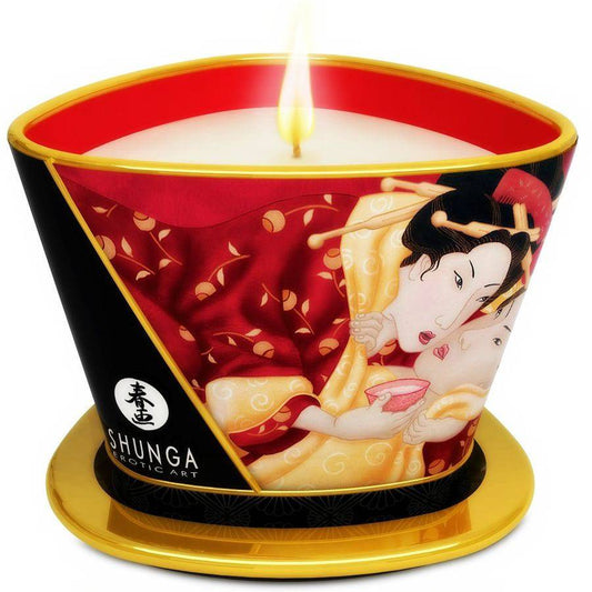 SHUNGA - MINI CARESS POR CANDELIGHT MORANGOS E VELA DE MASSAGEM CAVA 170 ML - Toys "n" Us