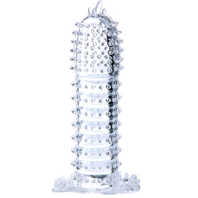 BAILE - BAINHA PARA PÊNIS COM PONTOS ESTIMULANTES TRANSPARENTES 14 CM