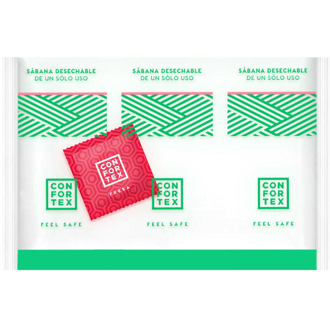 CONFORTEX - LENÇOS HIGIÊNICOS DESCARTÁVEIS, SACO INDIVIDUAL + CAMISINHA MORANGO