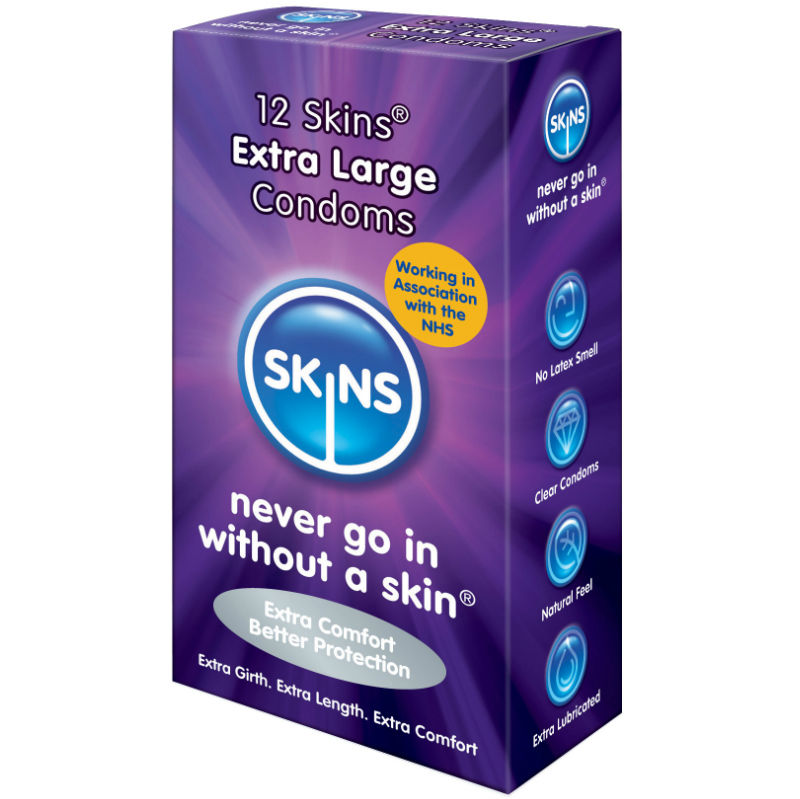 SKINS - PRESERVATIVO EXTRA GRANDE - PACOTE COM 12