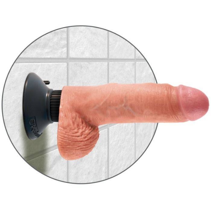 KING COCK - DILDO VIBRADOR COM TESTÍCULOS 17.78 CM NATURAL - Toys "n" Us