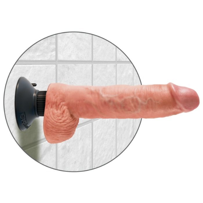 KING COCK - PAU VIBRATÓRIO DE 25,5 CM COM BOLAS DE CARNE