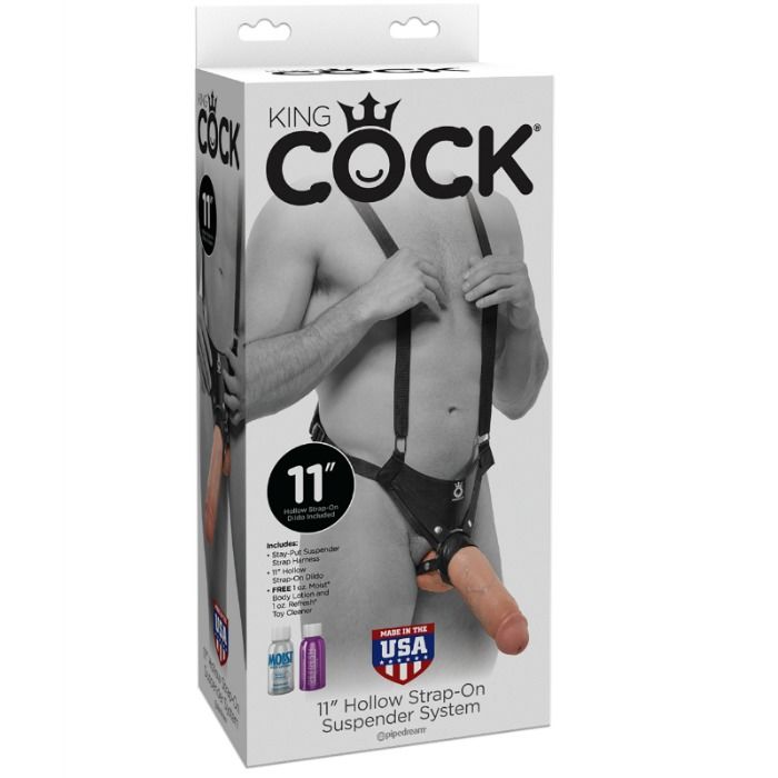 KING COCK - SISTEMA DE SUSPENSÃO DE 28 CM OCO COM STRAP-ON FLESH
