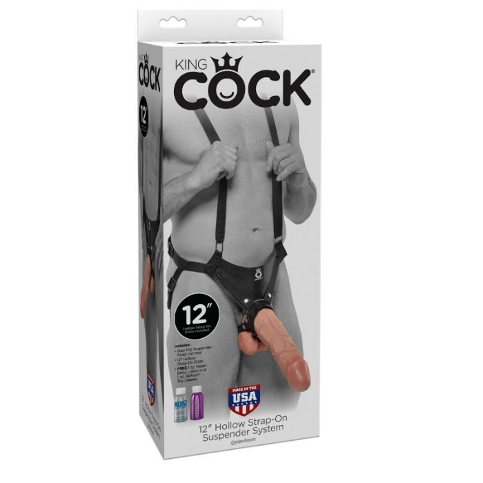 KING COCK - SISTEMA DE SUSPENSÃO COM STRAP-ON OCO DE 30,5 CM - CARNE