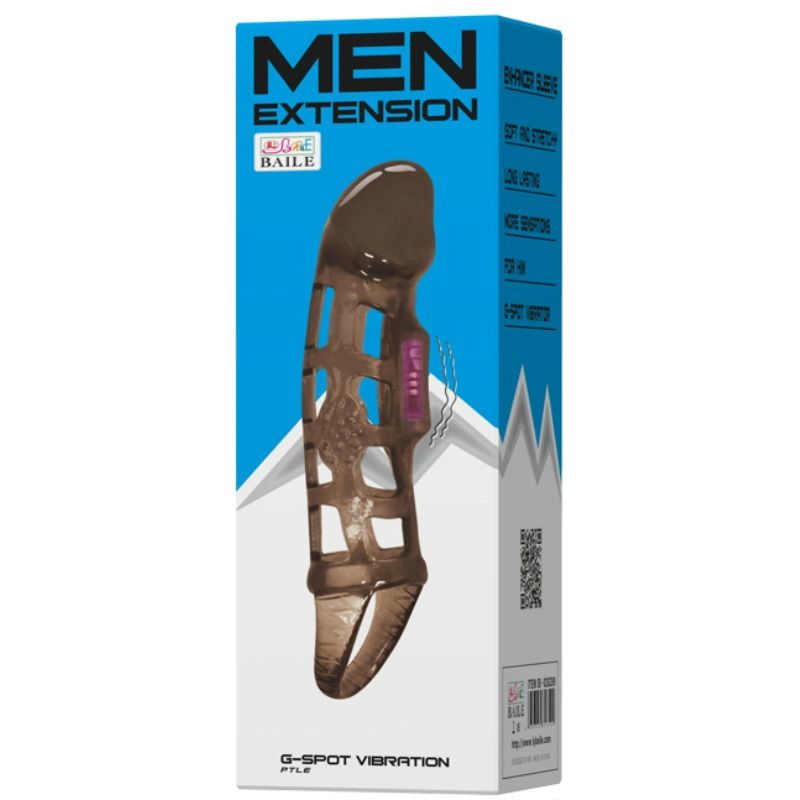 BAILE - MANGA EXTENSORA DE PÊNIS COM VIBRAÇÃO E ALÇA 13,5 CM