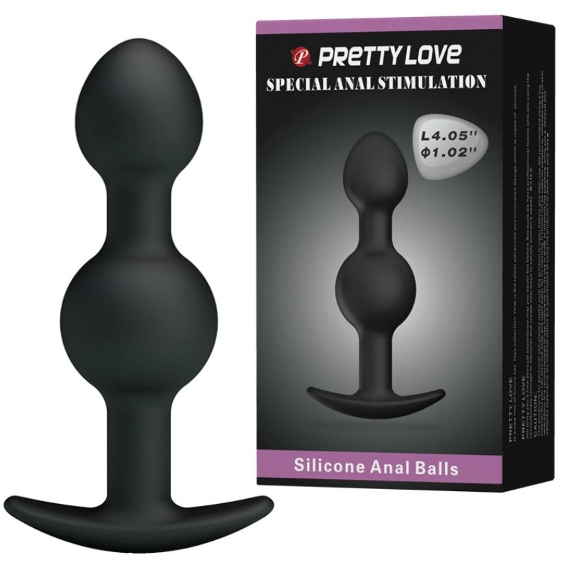 PRETTY LOVE - BOLAS ANAL DE SILICONE PARA ESTIMULAÇÃO ESPECIAL 10,3 CM PRETAS