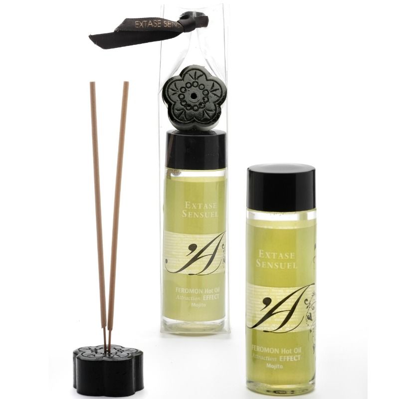 EXTASE SENSUAL - ÓLEO DE MASSAGEM COM EFEITO CALOR E FEROMONAS DE MOJITO 100 ML