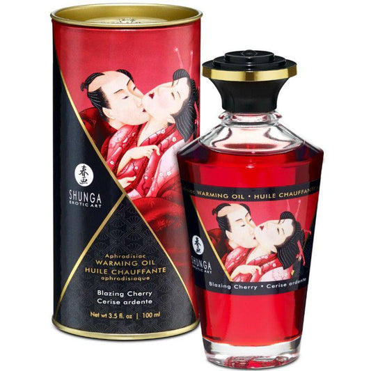 SHUNGA - ÓLEO DE MASSAGEM EFEITO CALOR SABOR INTENSO DE CEREJA 100 ML - Toys "n" Us