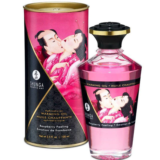 SHUNGA - ÓLEO DE MASSAGEM EFEITO CALOR SABOR INTENSO DE FRAMBOESA 100 ML - Toys "n" Us