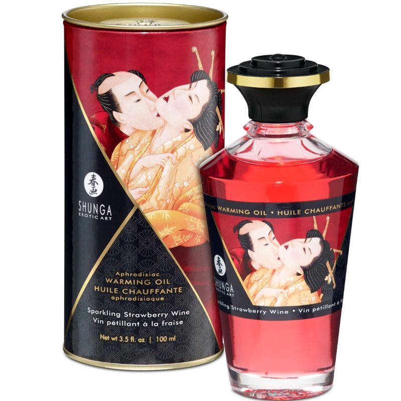 SHUNGA - ÓLEO DE MASSAGEM COM EFEITO CALOR DE MORANGOS E CAVA 100 ML - Toys "n" Us