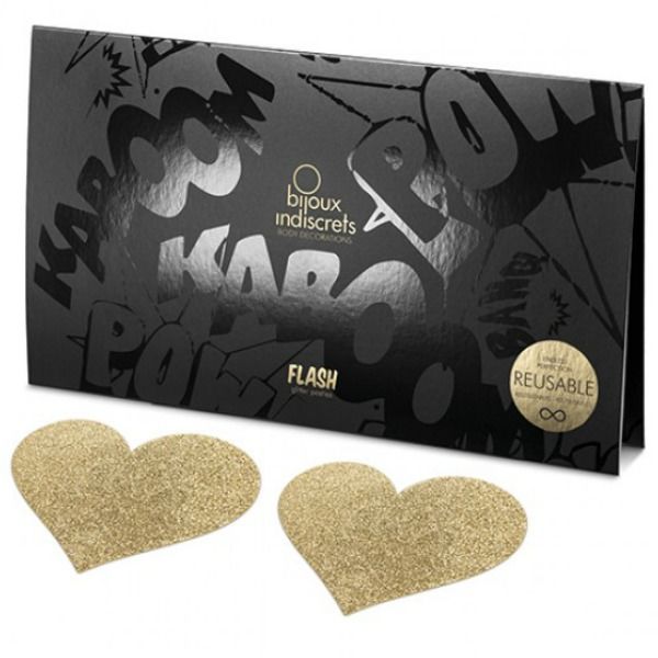 BIJOUX - INDISCRETS FLASH CORAÇÃO DOURADO TAMPAS PARA MAMILOS