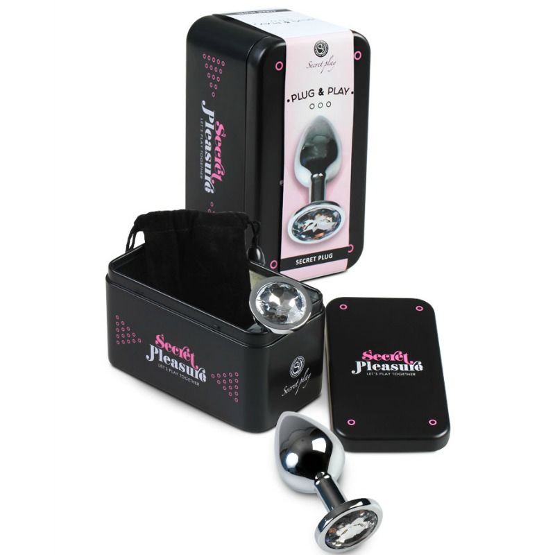 SECRETPLAY - PLUG ANAL TRANSPARENTE ALUMÍNIO 8 CM 