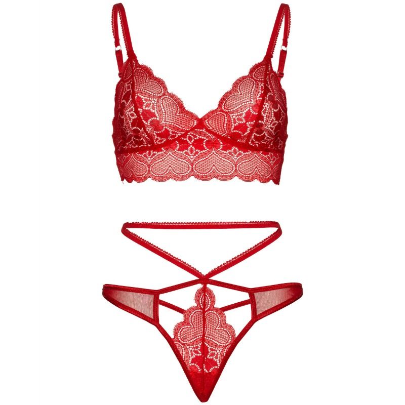 LEG AVENUE - CONJUNTO DE 2 PEÇAS DE SUTIÃ DE RENDA E TANGA M/G 