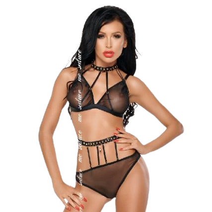 ME-SEDUCE - DOTTY SET TWO PIECES BLACK L/XL