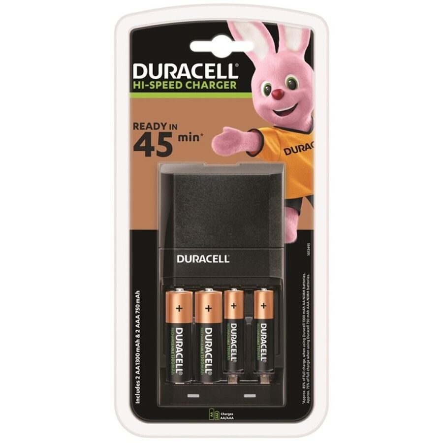 DURACELL - CARREGADOR 45MIN + 2xAA 1700mAh + 2xAAA 750mAh
