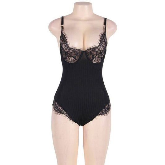 SUBBLIME - TEDDY QUEEN PLUS CON TRANSPARENTES Y FLECOS NEGRO