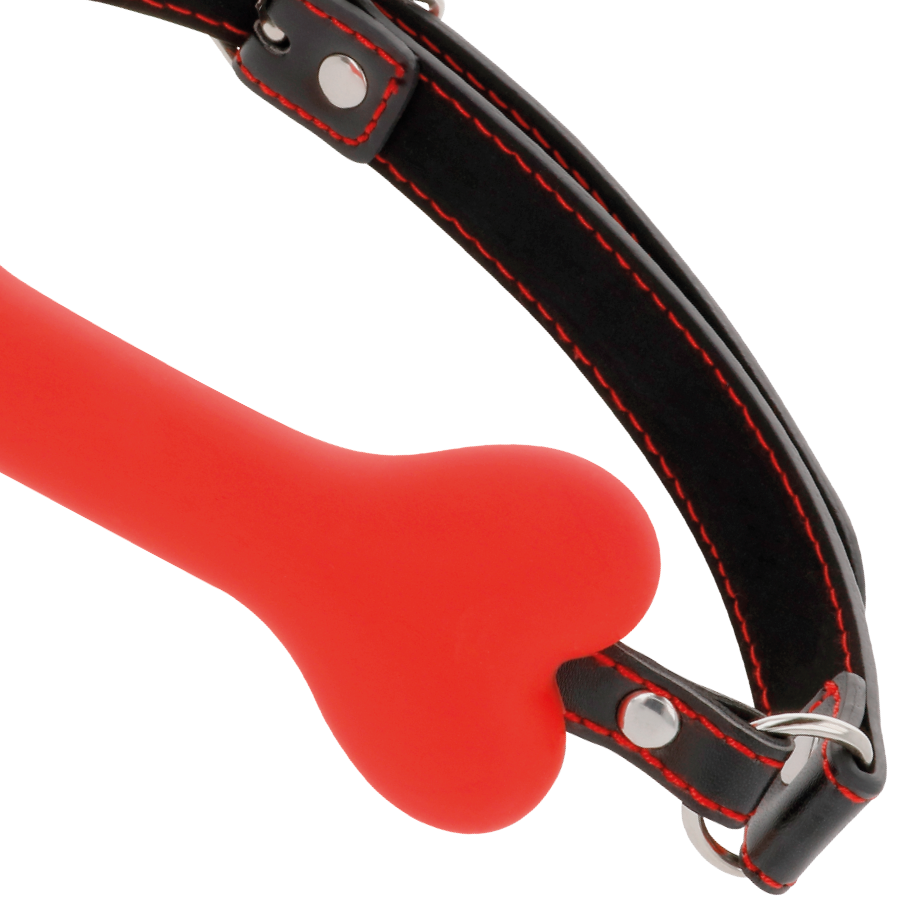 ESCURIDÃO - MORDAÇA DE SILICONE DE OSSO VERMELHO