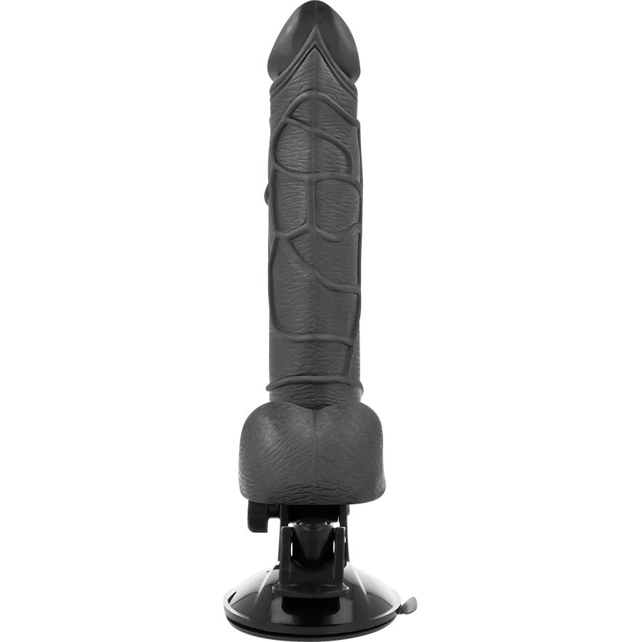 BASECOCK - VIBRADOR REALISTA CONTROL REMOTO NEGRO CON TESTICULOS 19.5 CM -O- 4 CM