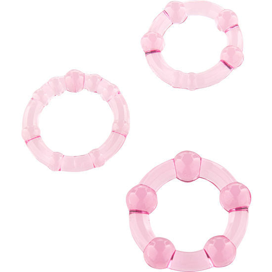 SIETE CREACIONES - SET DE TRES ANILLOS PARA EL PENE ROSAS