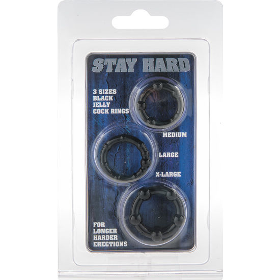 SIETE CREACIONES - SET DE TRES ANILLOS NEGROS PARA EL PENE