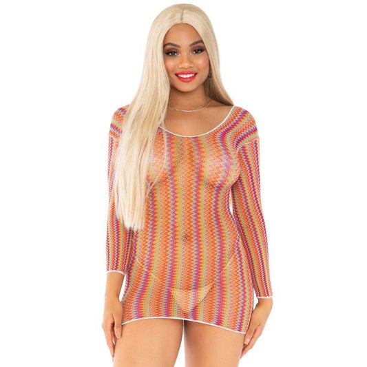 LEG AVENUE - MINI VESTIDO ZIGZAG MULTICOLORIDO TAMANHO ÚNICO