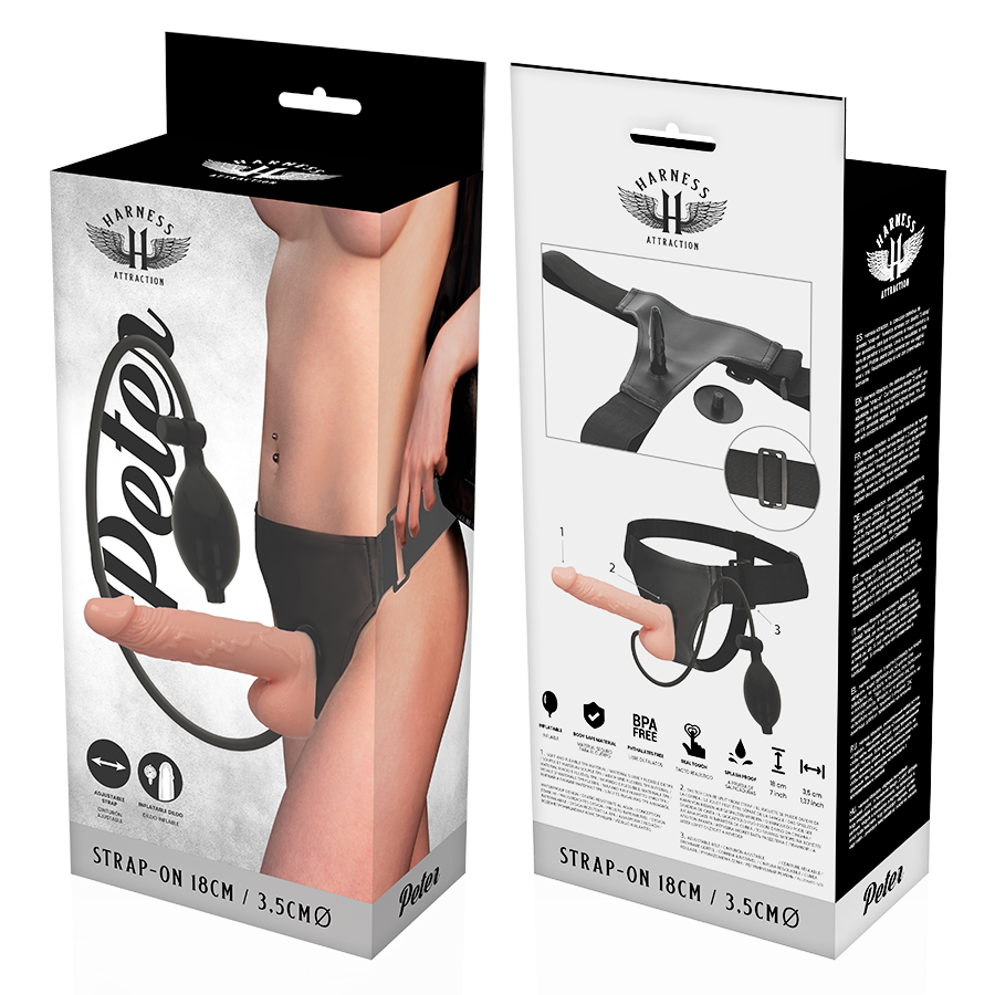 ARNÉS ATRACCIÓN - RNES PETER CON PENE INFLABLE 18 CM -O- 3.5 CM