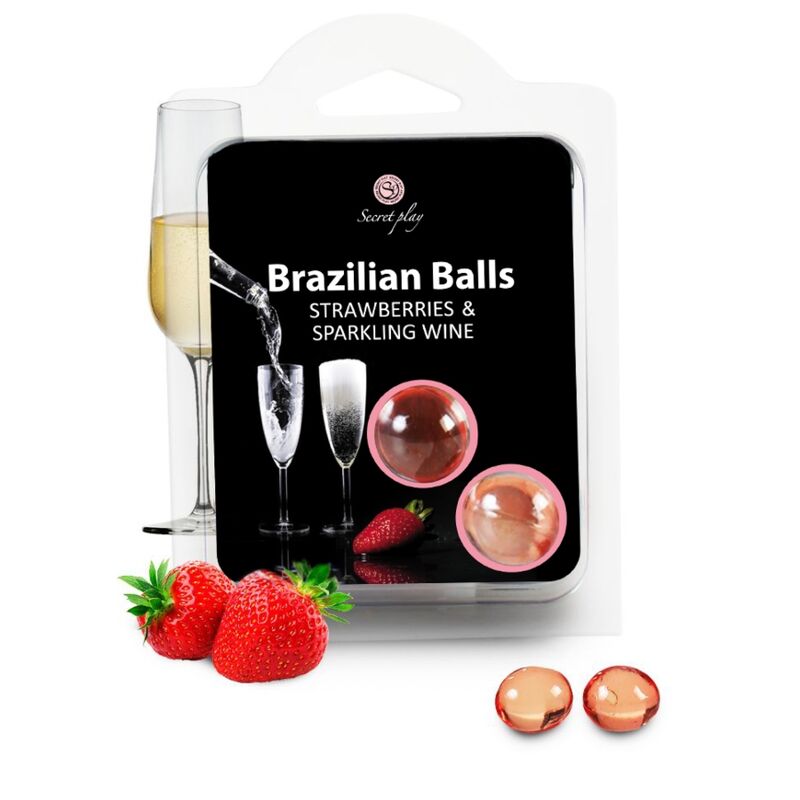 SECRETPLAY - CONJUNTO DE BOLINHAS BRASILEIRAS DE MORANGO E CHAMPAGNE