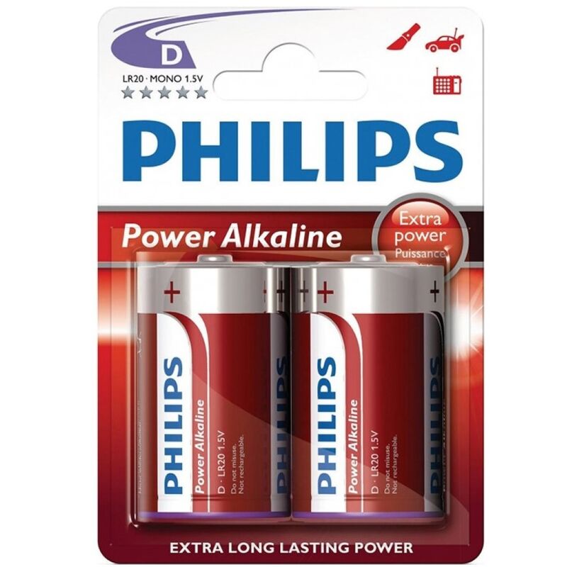 PHILIPS - POWER ALKALINE PILA D LR20 PACOTE COM 2