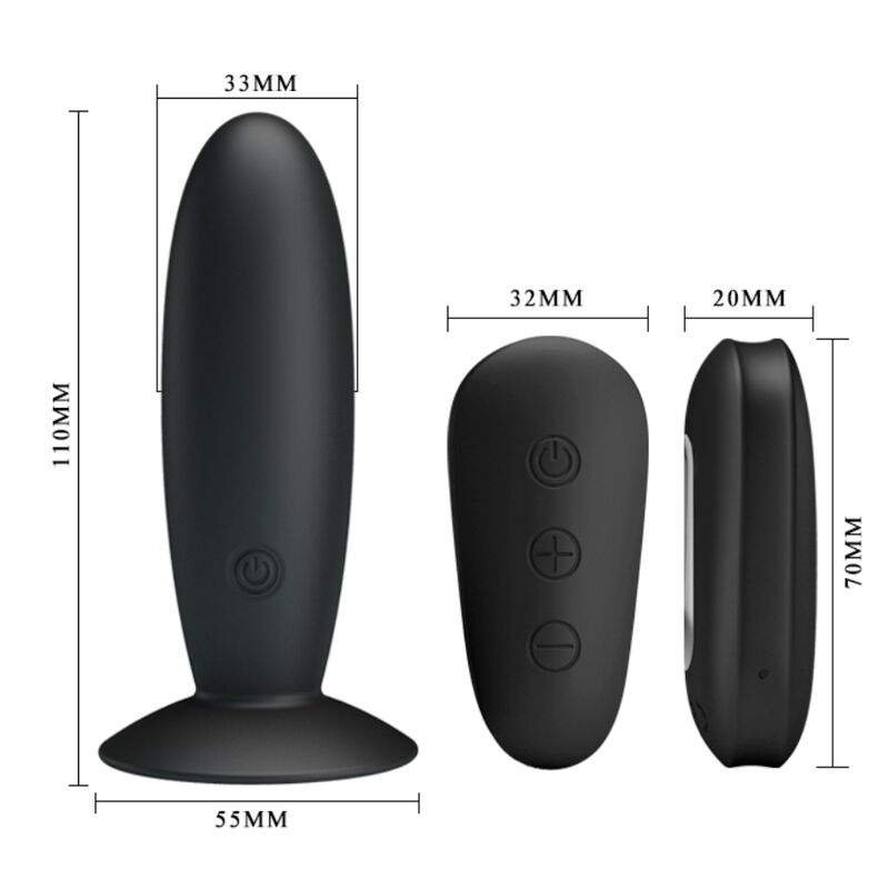 MR PLAY - BLACK ANAL PLUG WITH REMOTE CONTROL AND VIBRATION