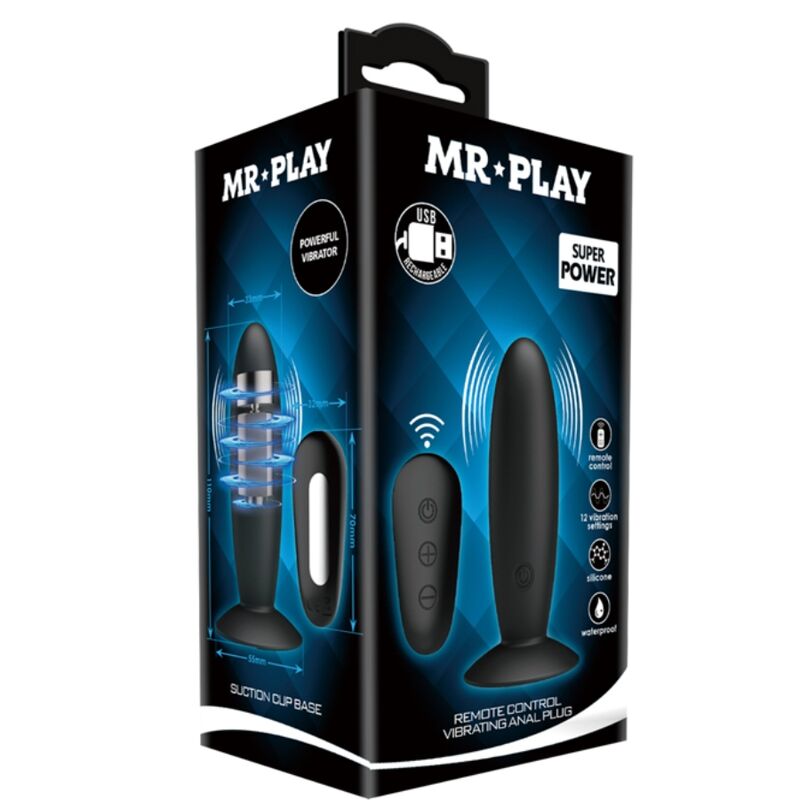 MR PLAY - BLACK ANAL PLUG WITH REMOTE CONTROL AND VIBRATION