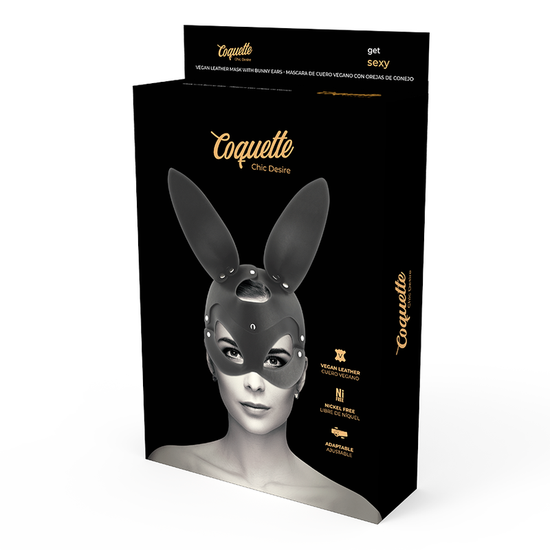 COQUETTE CHIC DESIRE - MÁSCARA DE COURO VEGANA COM ORELHAS DE COELHO
