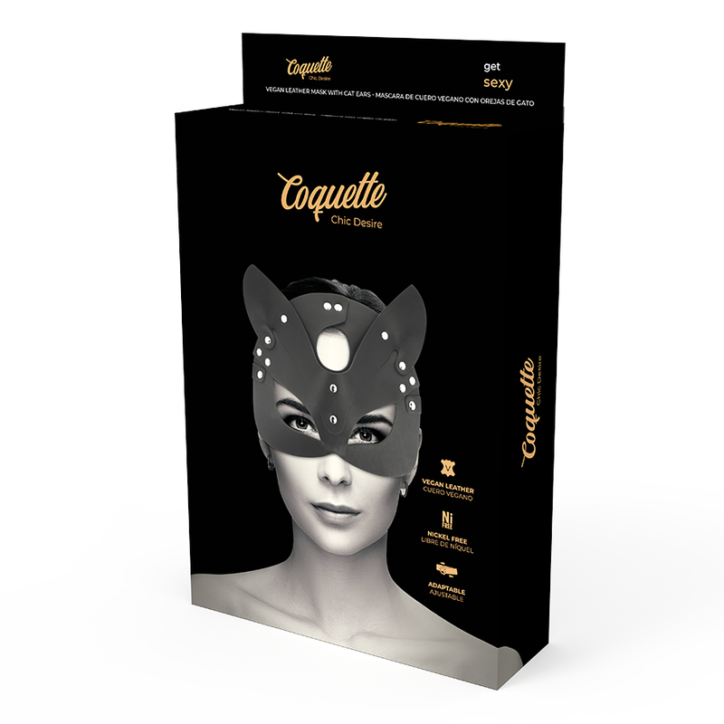 COQUETTE CHIC DESIRE - MÁSCARA DE COURO VEGANA COM ORELHAS DE COELHO