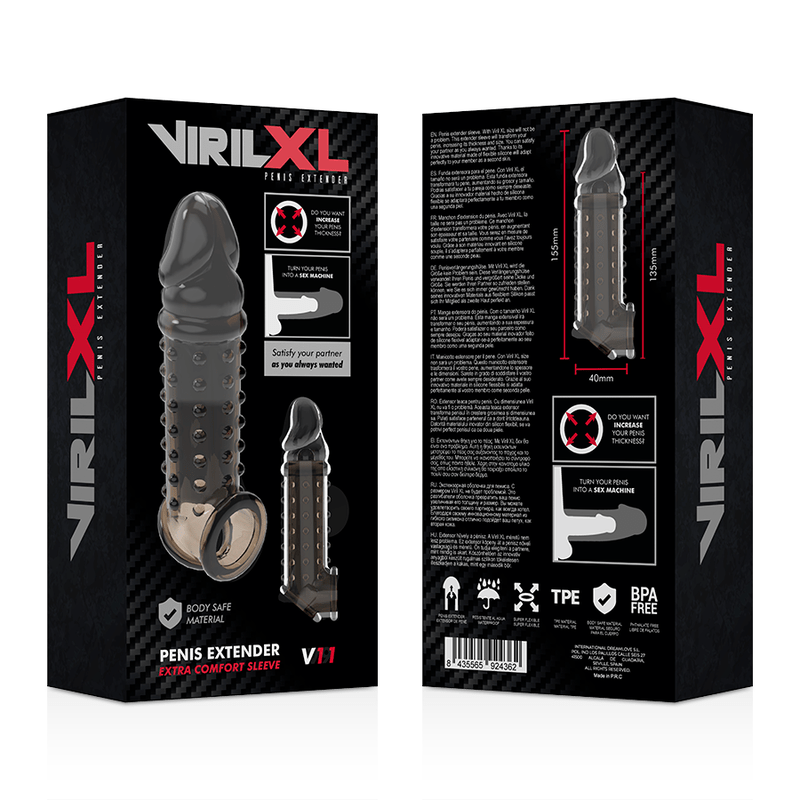 VIRILXL - EXTENSÃO E BAINHA PARA PÊNIS V11 PRETO
