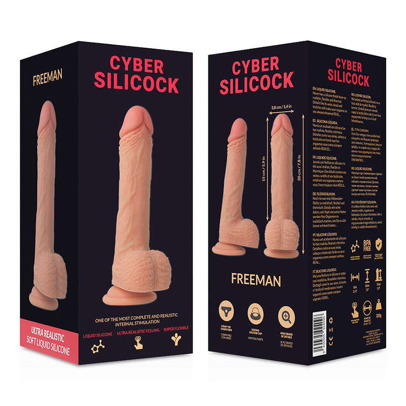 CYBER SILICOCK - FREEMAN SILICONE LÍQUIDO MACIO ULTRA REALISTA 20 CM -O- 3,8 CM