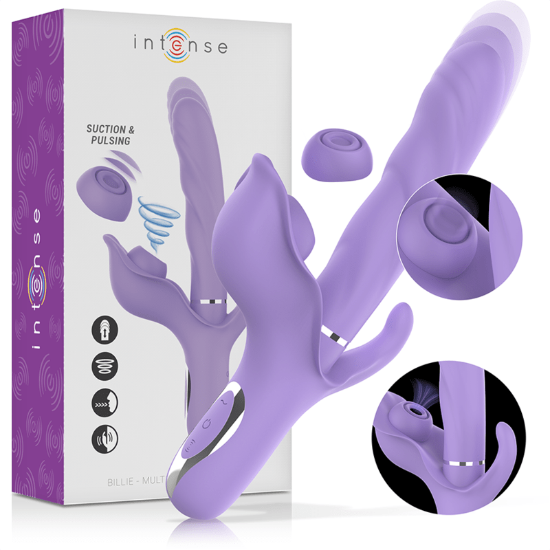 INTENSE - BILLIE MULTIFUNCTION RECHARGEABLE VIBRATOR SUCTION & PULSING PURPLE - Toys "n" Us