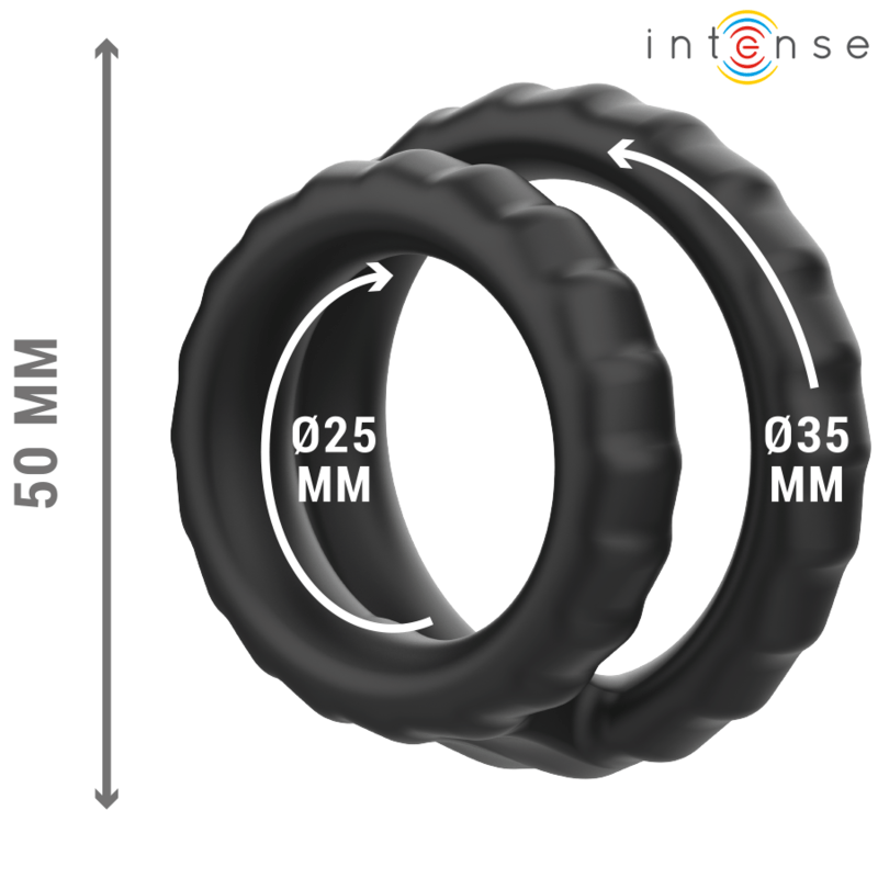 INTENSE - DEWEY DOUBLE SILICONE PENIS RING BLACK MODEL 2 - Toys "n" Us