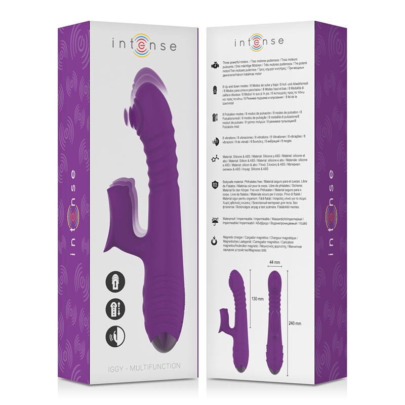 INTENSE - IGGY MULTIFUNCTION RECHARGEABLE VIBRATOR UP & DOWN WITH CLITORAL STIMULATOR PURPLE - Toys "n" Us