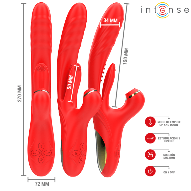 INTENSE - KAROL MULTIFUNCTION VIBRATOR THRUST & STIMULATION & SUCTION RED - Toys "n" Us