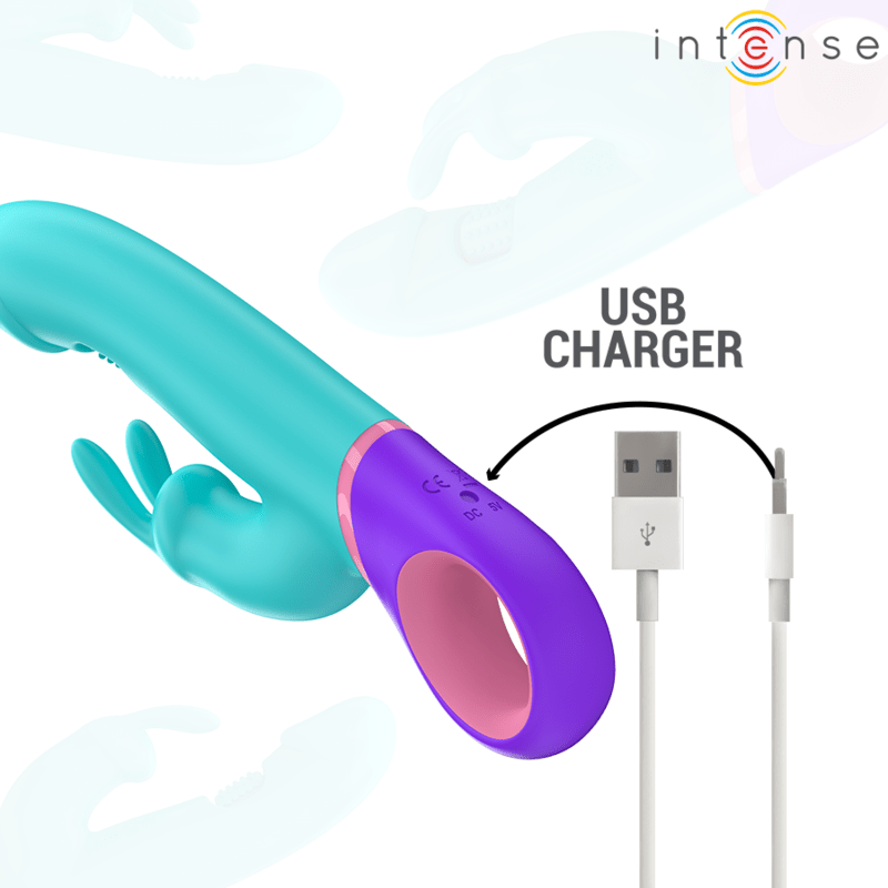 INTENSE - MONICA RABBIT VIBRATOR WITH ROTATING G - SPOT STIMULATOR BLUE - Toys "n" Us