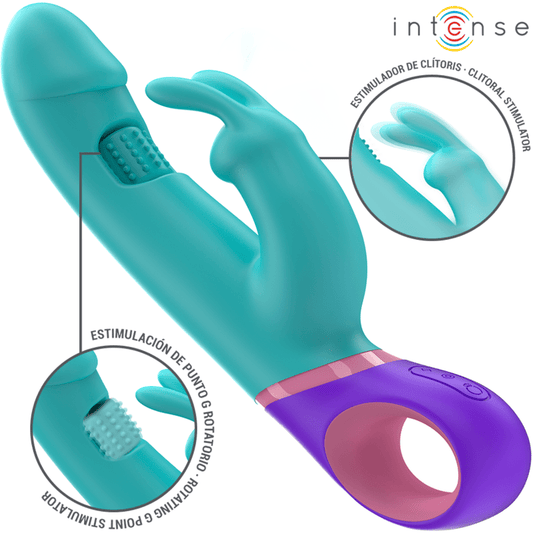 INTENSE - MONICA RABBIT VIBRATOR WITH ROTATING G - SPOT STIMULATOR BLUE - Toys "n" Us