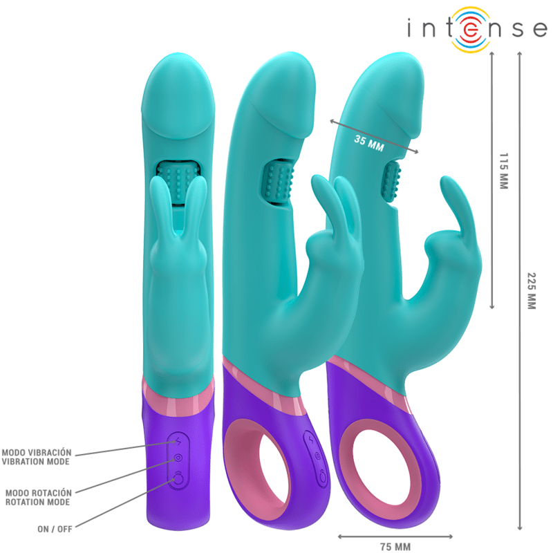 INTENSE - MONICA RABBIT VIBRATOR WITH ROTATING G - SPOT STIMULATOR BLUE - Toys "n" Us
