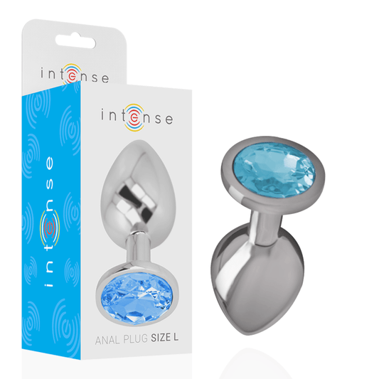 INTENSE - PLUG ANAL DE METAL DE ALUMÍNIO COM CRISTAL AZUL TAMANHO L - Toys "n" Us