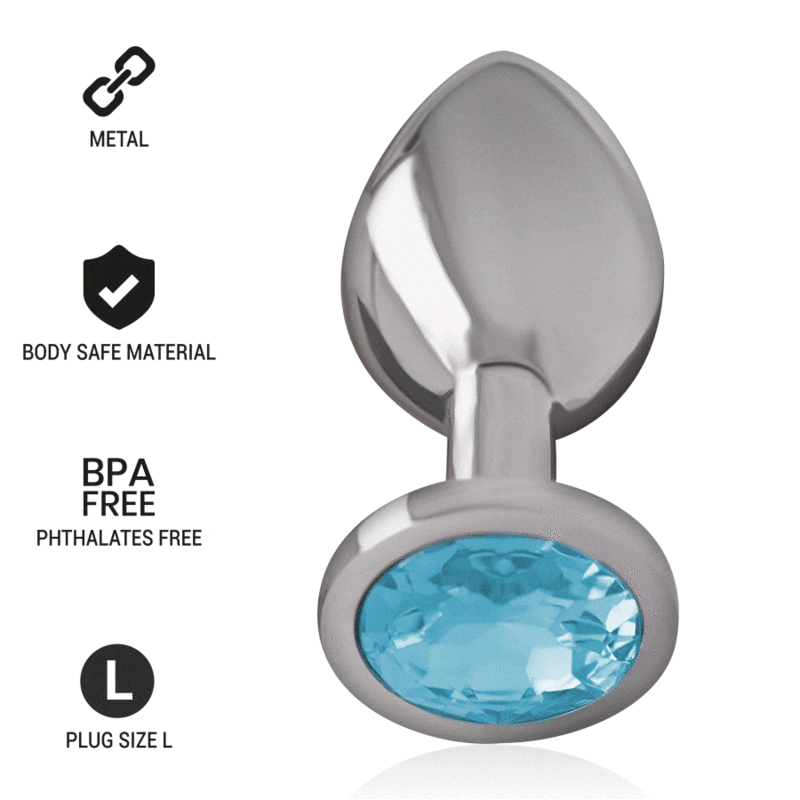 INTENSE - PLUG ANAL DE METAL DE ALUMÍNIO COM CRISTAL AZUL TAMANHO L - Toys "n" Us