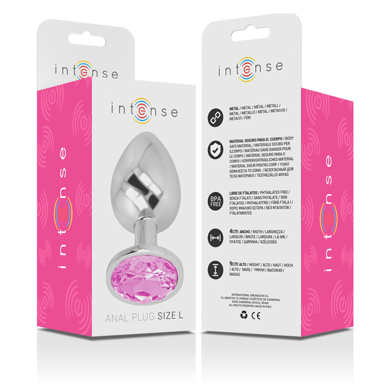 INTENSE - PLUG ANAL DE METAL DE ALUMÍNIO COM CRISTAL ROSA TAMANHO L - Toys "n" Us