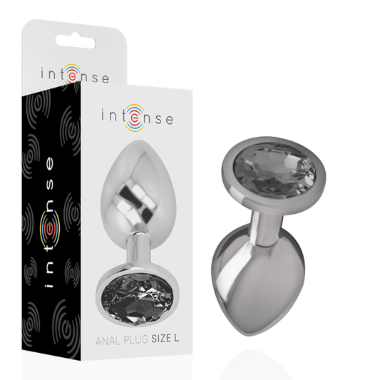 INTENSE - PLUG ANAL DE METAL DE ALUMÍNIO COM VIDRO PRETO TAMANHO L - Toys "n" Us