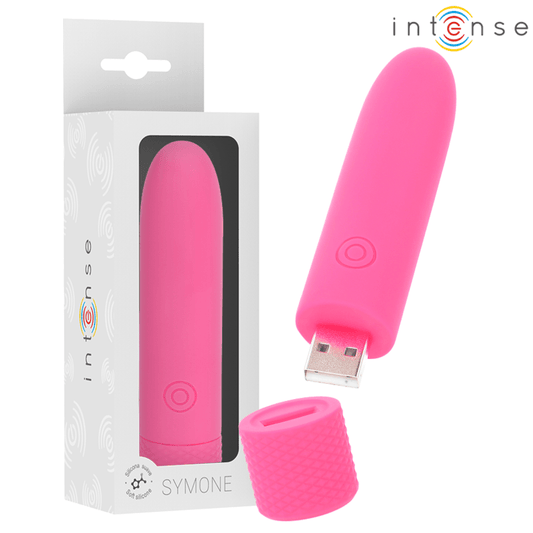 INTENSE - SYMONE USB RECHARGEABLE VIBRATING BULLET 8 VIBRATIONS PINK 10 X 2.2 CM - Toys "n" Us