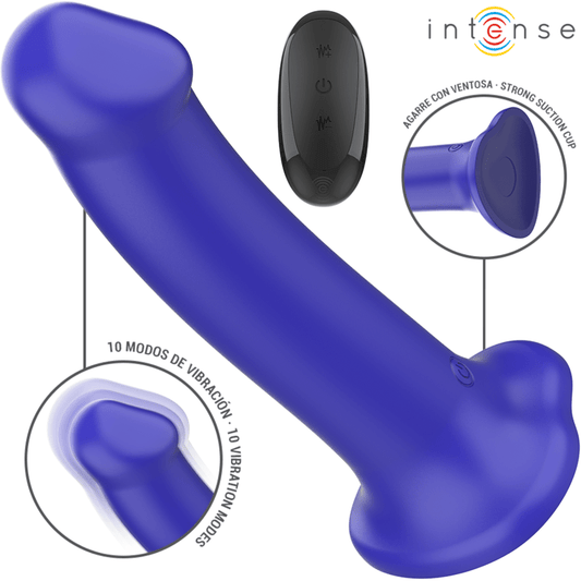 INTENSE - VICTORIA VIBRATOR WITH SUCTION CUP 10 VIBRATIONS DARK BLUE REMOTE CONTROL - Toys "n" Us