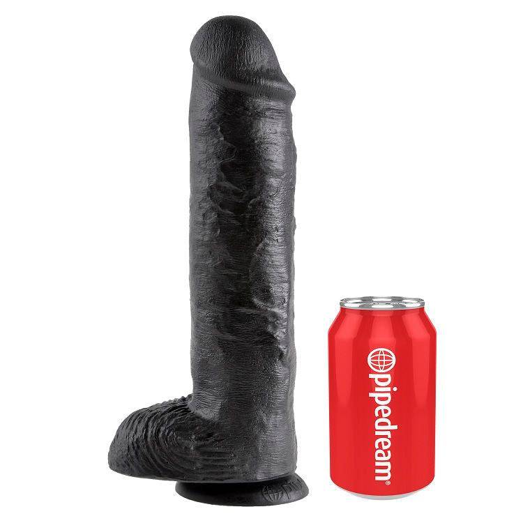 KING COCK - 11 DILDO PRETO COM BOLAS 28 CM - Toys "n" Us